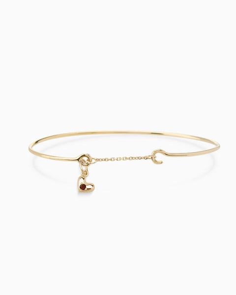 Mini Heart Stone Pendant Weave Bracelet | Solid Gold