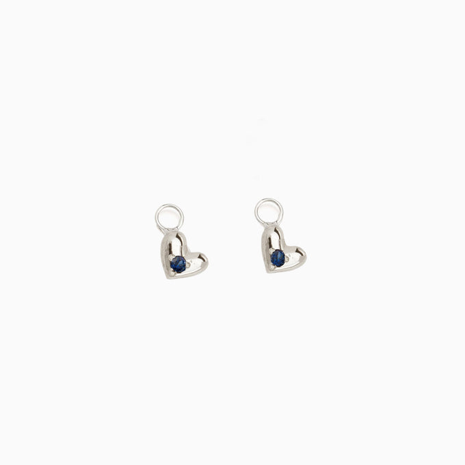Mini Heart Stone Earring Charm | White Gold