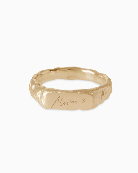Engraved Mason Ring | Yellow Gold