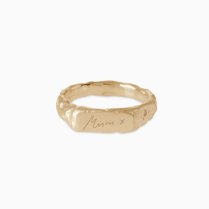 Engraved Mason Ring | Yellow Gold