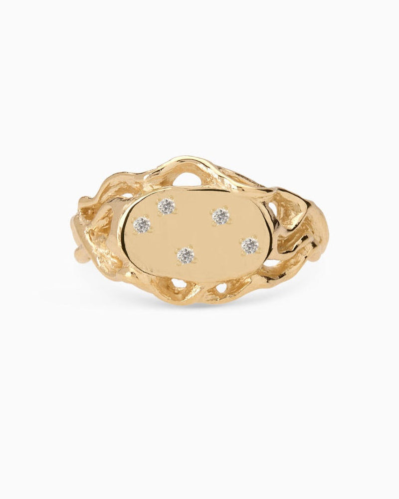 Ivy Oval Stone Signet Ring | Yellow Gold