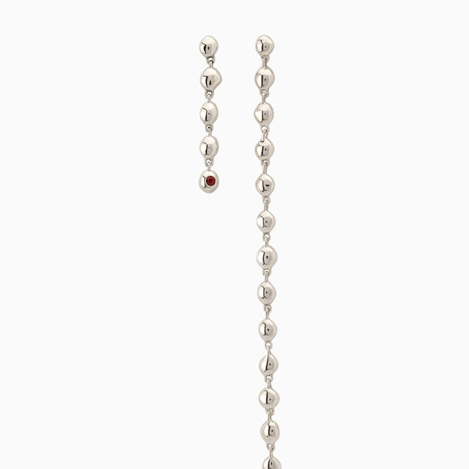 Ripple Long Drop Earring | Solid White Gold
