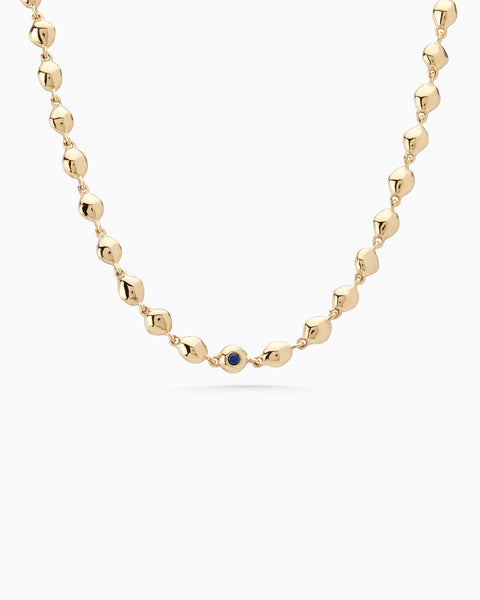 Ripple Stone Necklace | Solid Yellow Gold