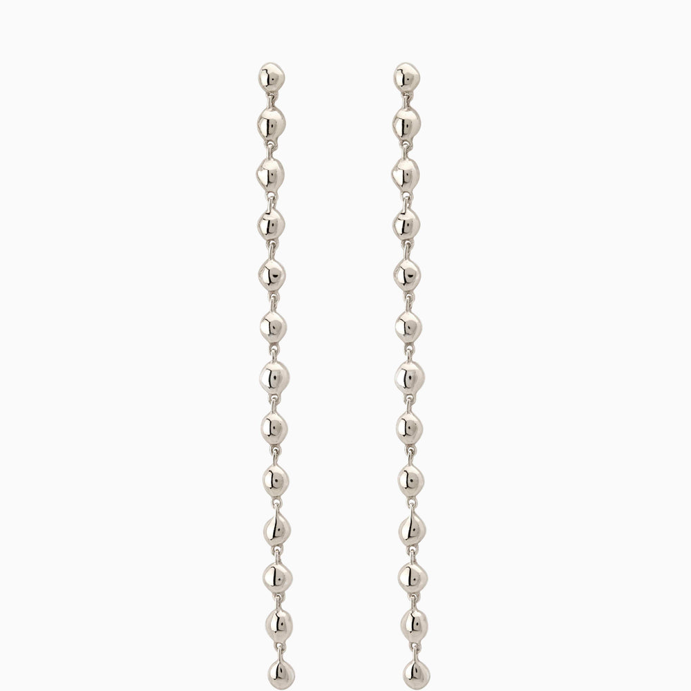 Ripple Long Drop Earring | Solid White Gold