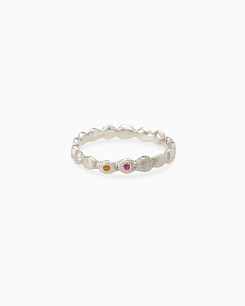 Pebble Stack Stone Ring | Solid White Gold