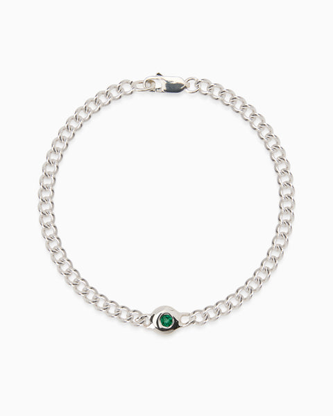Pebble Stone Curb Bracelet | Silver