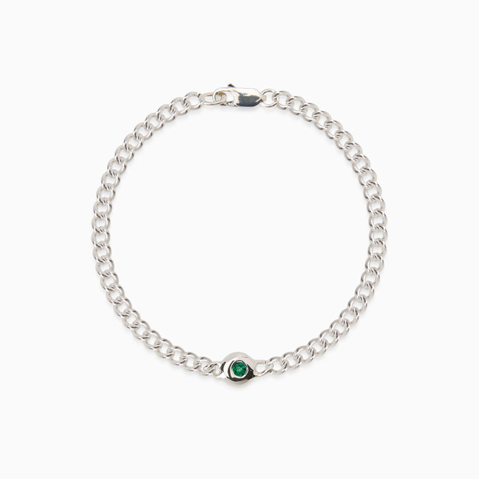 Pebble Stone Curb Bracelet | Silver