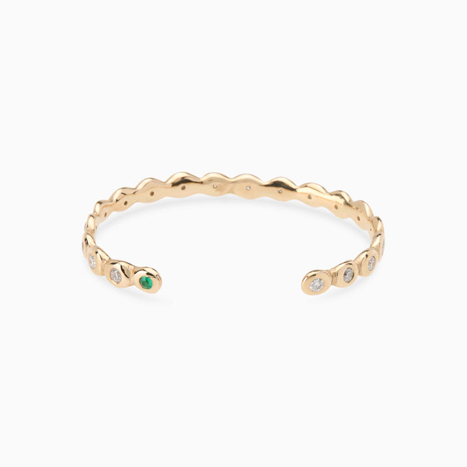 Ripple Diamond Cuff  | Solid Yellow Gold