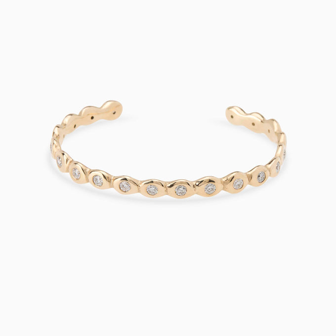 Ripple Diamond Cuff  | Solid Yellow Gold