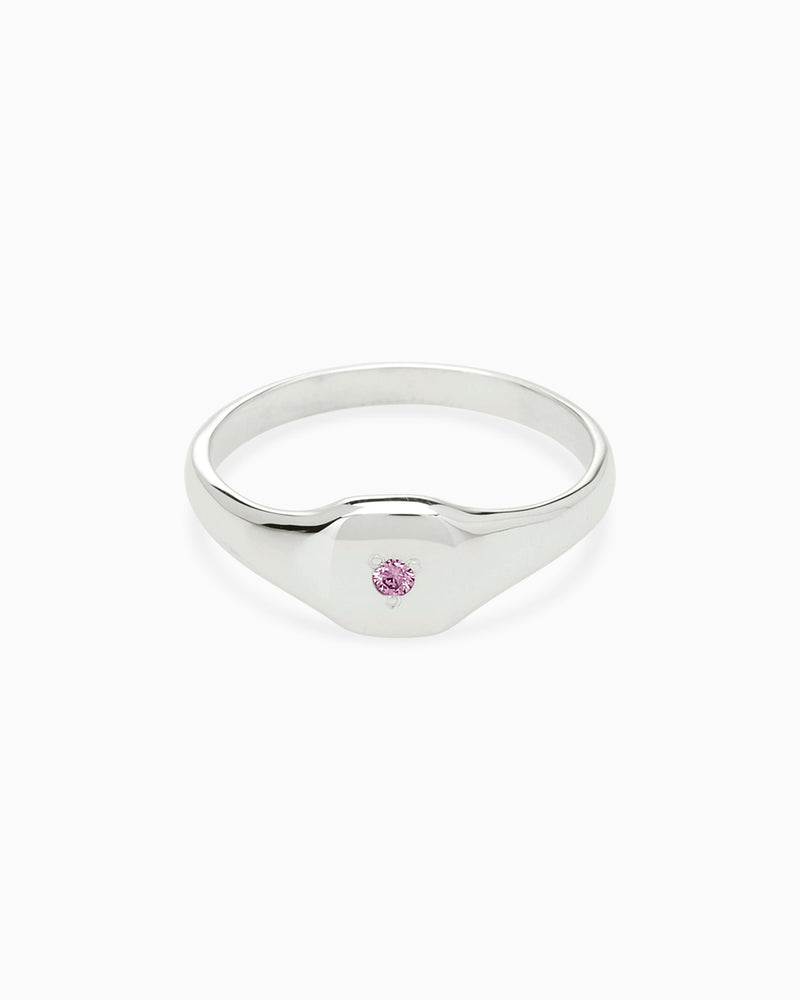 Petite Square Birthstone Signet | Solid White