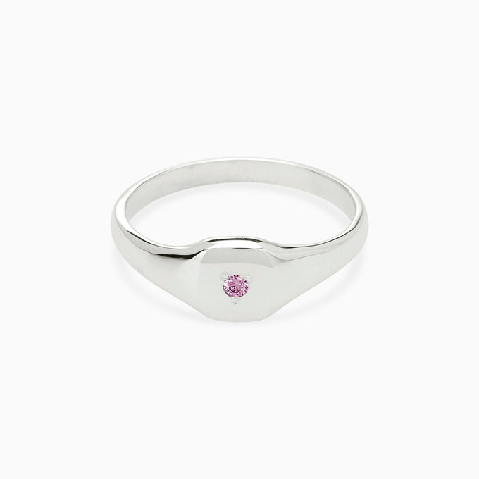 Petite Square Birthstone Signet | Solid White