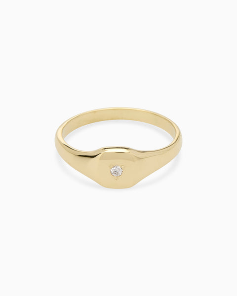 Petite Square Stone Signet | Solid Gold
