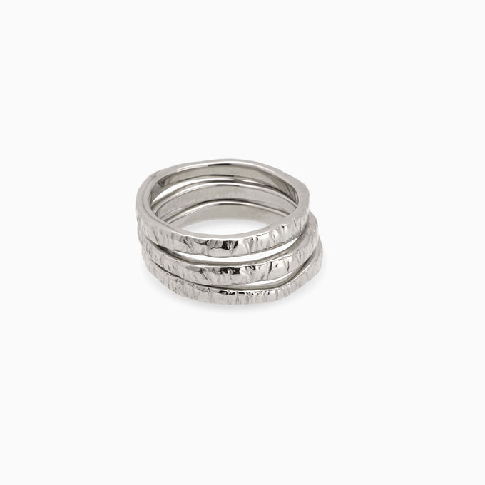 Ridge Ring | Solid White Gold