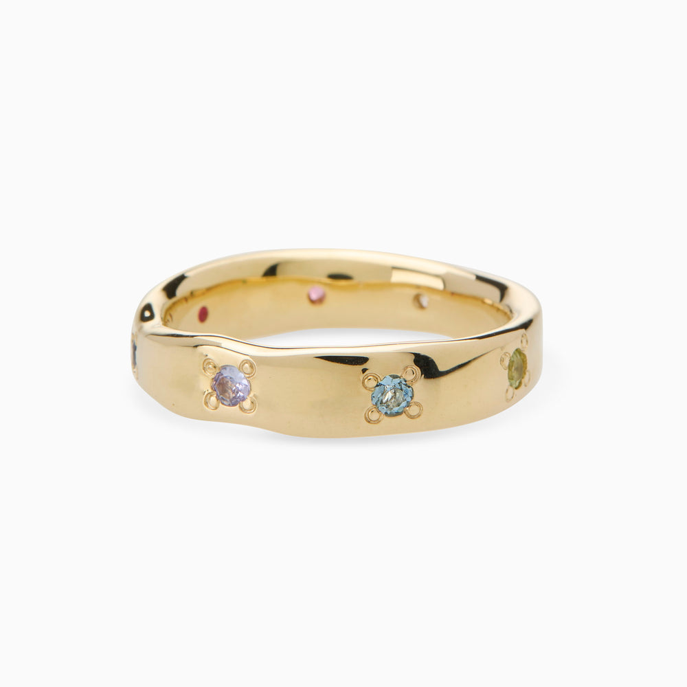 Signature Stone Band Ring | Solid Yellow Gold