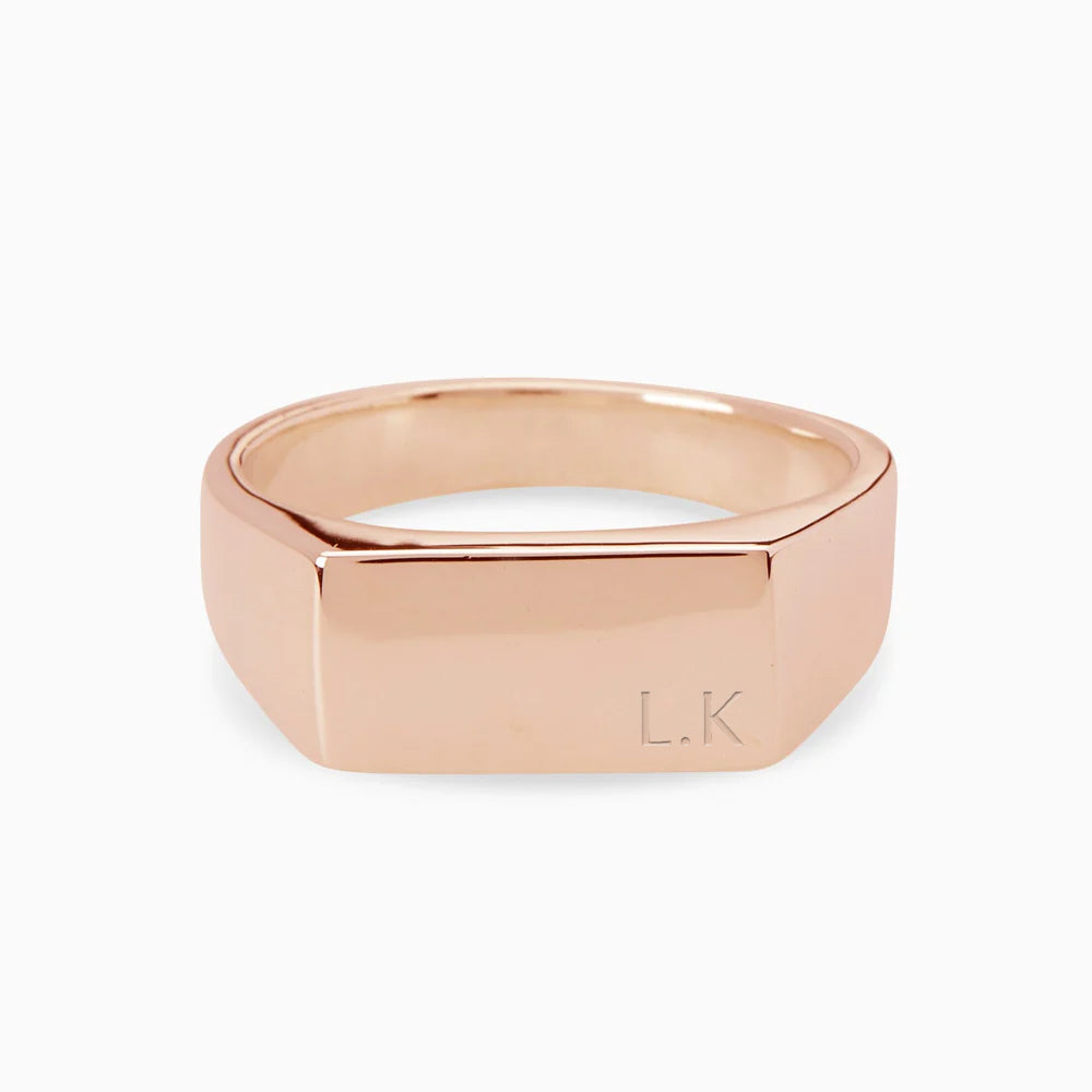 Signature Rectangle Signet Ring | Rose Gold