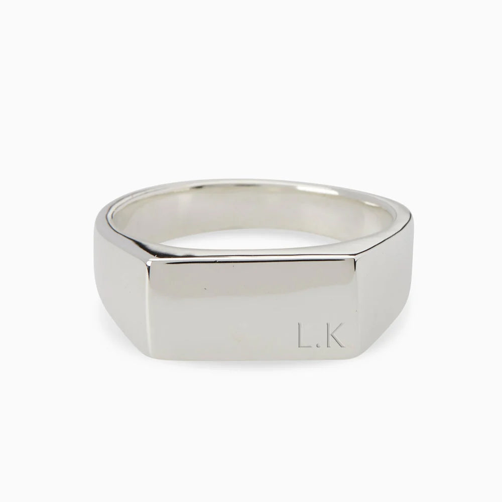 Signature Rectangle Signet Ring | Silver