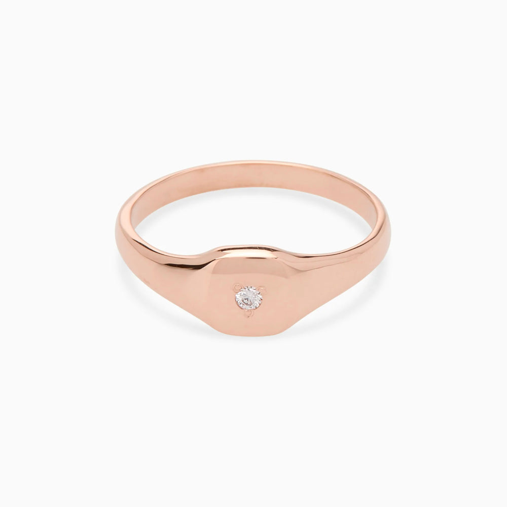 Petite Square Stone Signet | Rose Gold
