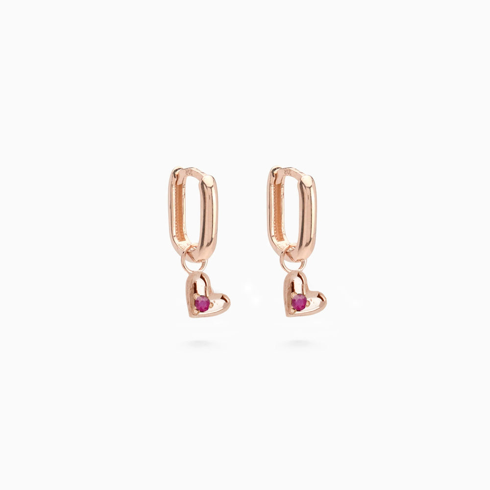 Mini Heart Stone Earring Charm | Rose Gold