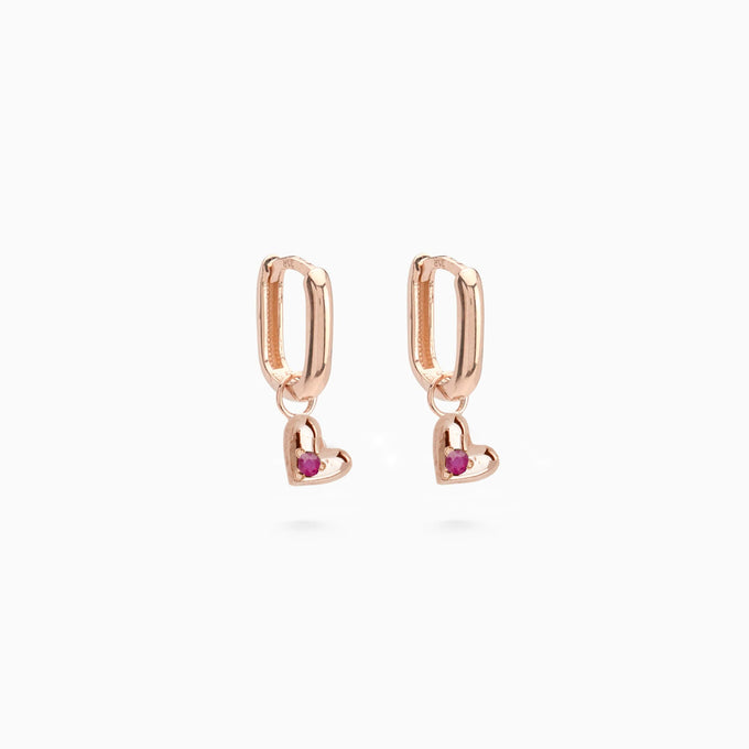 Mini Heart Stone Earring Charm | Rose Gold