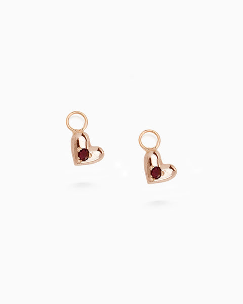 Mini Heart Stone Earring Charm | Rose Gold