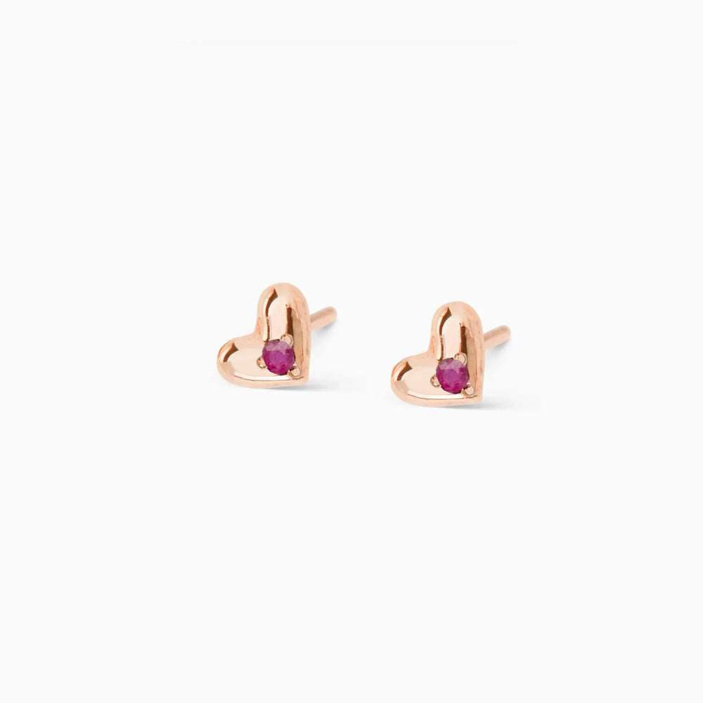 Mini Heart Stone Stud | Rose Gold