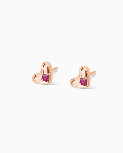 Mini Heart Stone Stud | Rose Gold