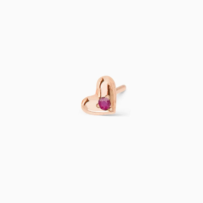 Mini Heart Stone Stud | Rose Gold