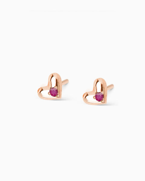 Mini Heart Stone Stud | Rose Gold