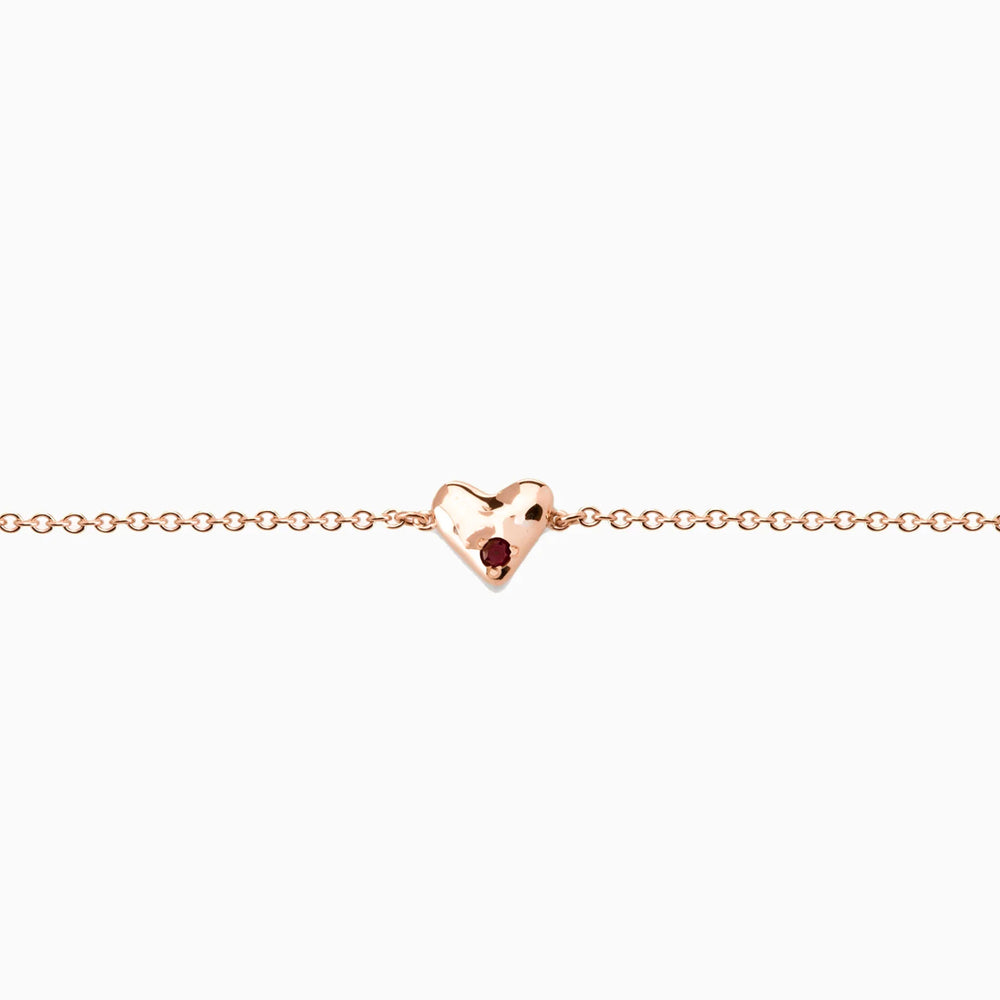 Organic Heart Stone Bracelet | Rose Gold