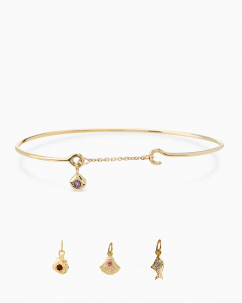 Birthstone Pendant Weave Bracelet | Solid Gold