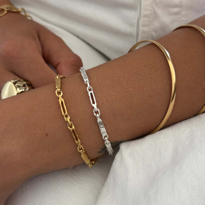 Chunky Hammered Bracelet | Yellow Gold