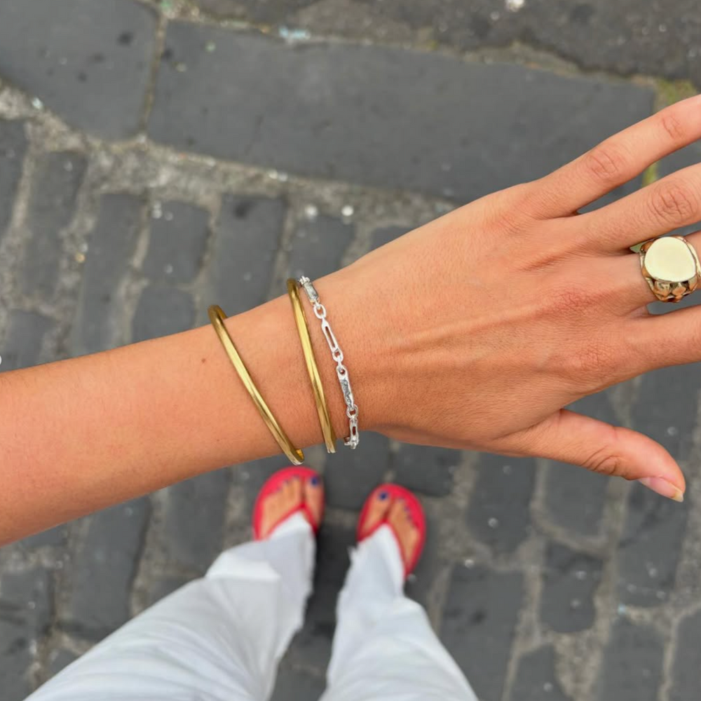 Chunky Hammered Bracelet | Silver