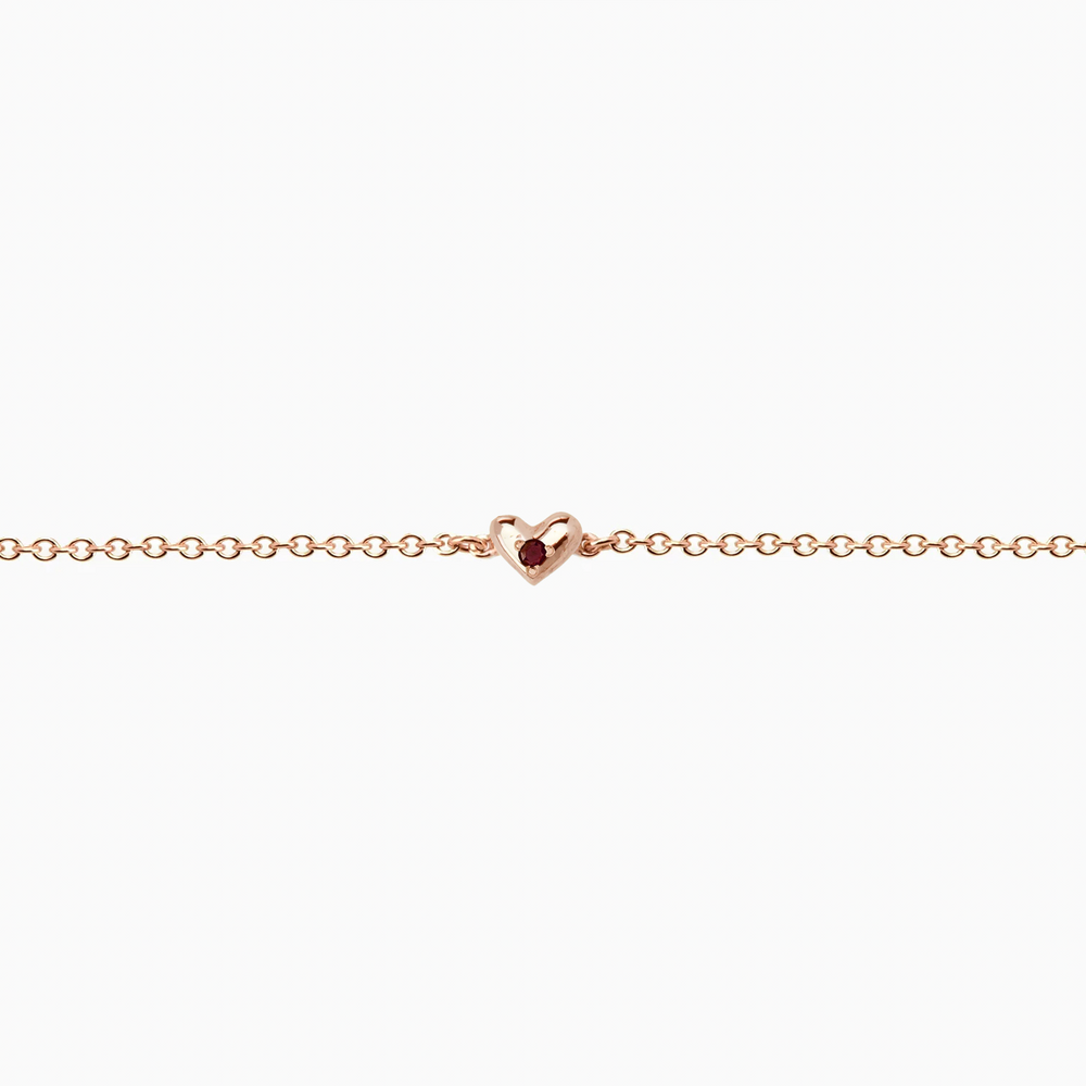 Mini Heart Stone Bracelet | Rose Gold