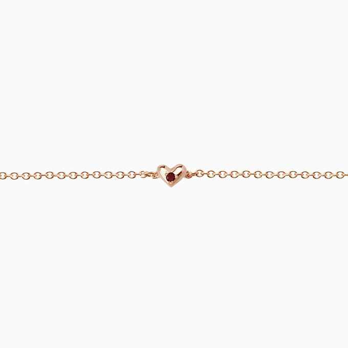 Mini Heart Stone Bracelet | Rose Gold