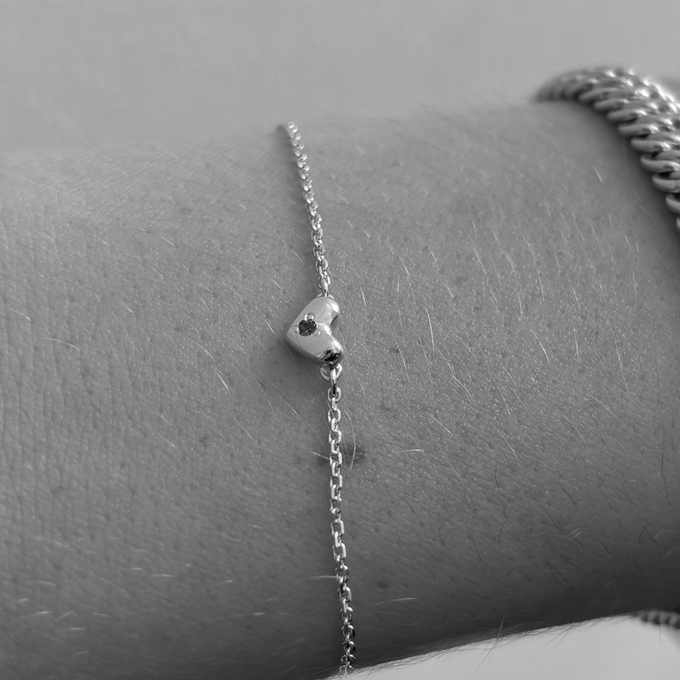 Mini Heart Stone Bracelet | Rose Gold