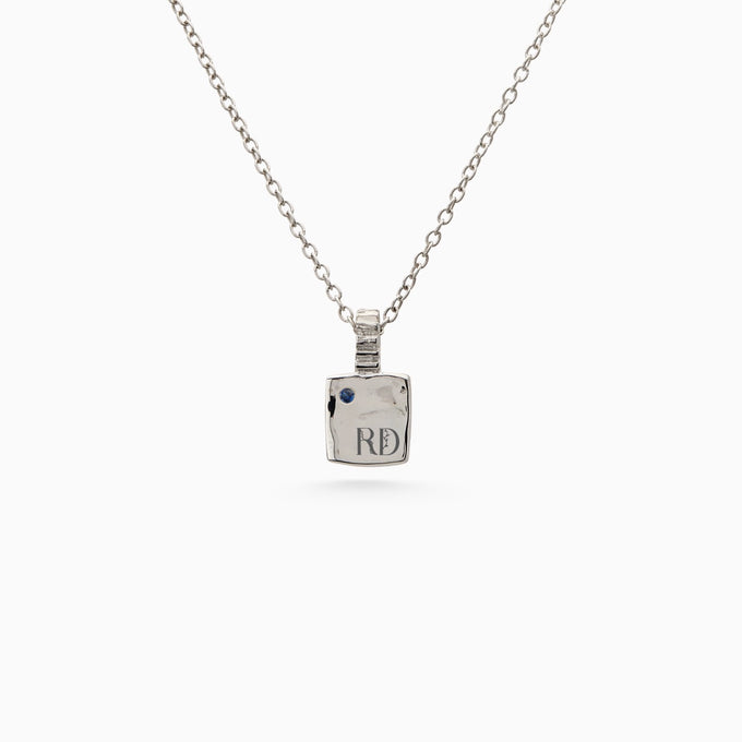 Engraved Slate Pendant | White Gold