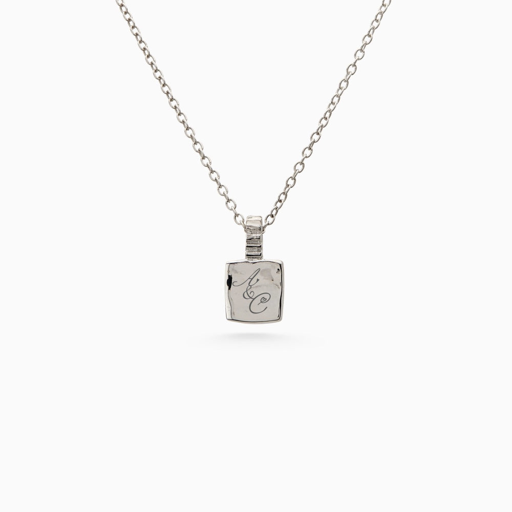 Engraved Slate Pendant | White Gold