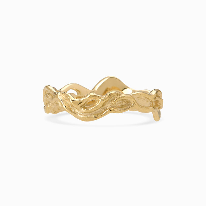 Narrow Sculpt Band Ring | Yellow Gold