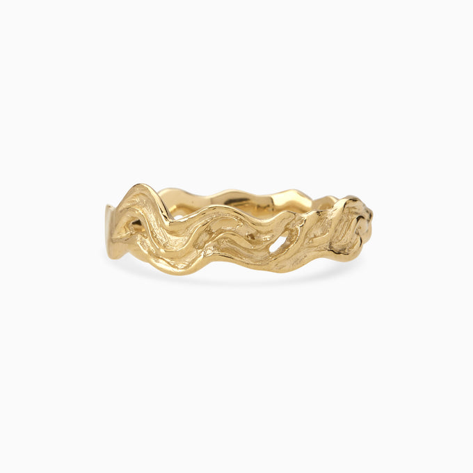 Narrow Sculpt Band Ring | Yellow Gold