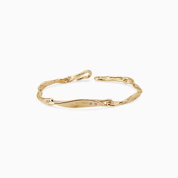 Custom Sculpt Tag Bracelet (Stones & Engraving) | Yellow Gold