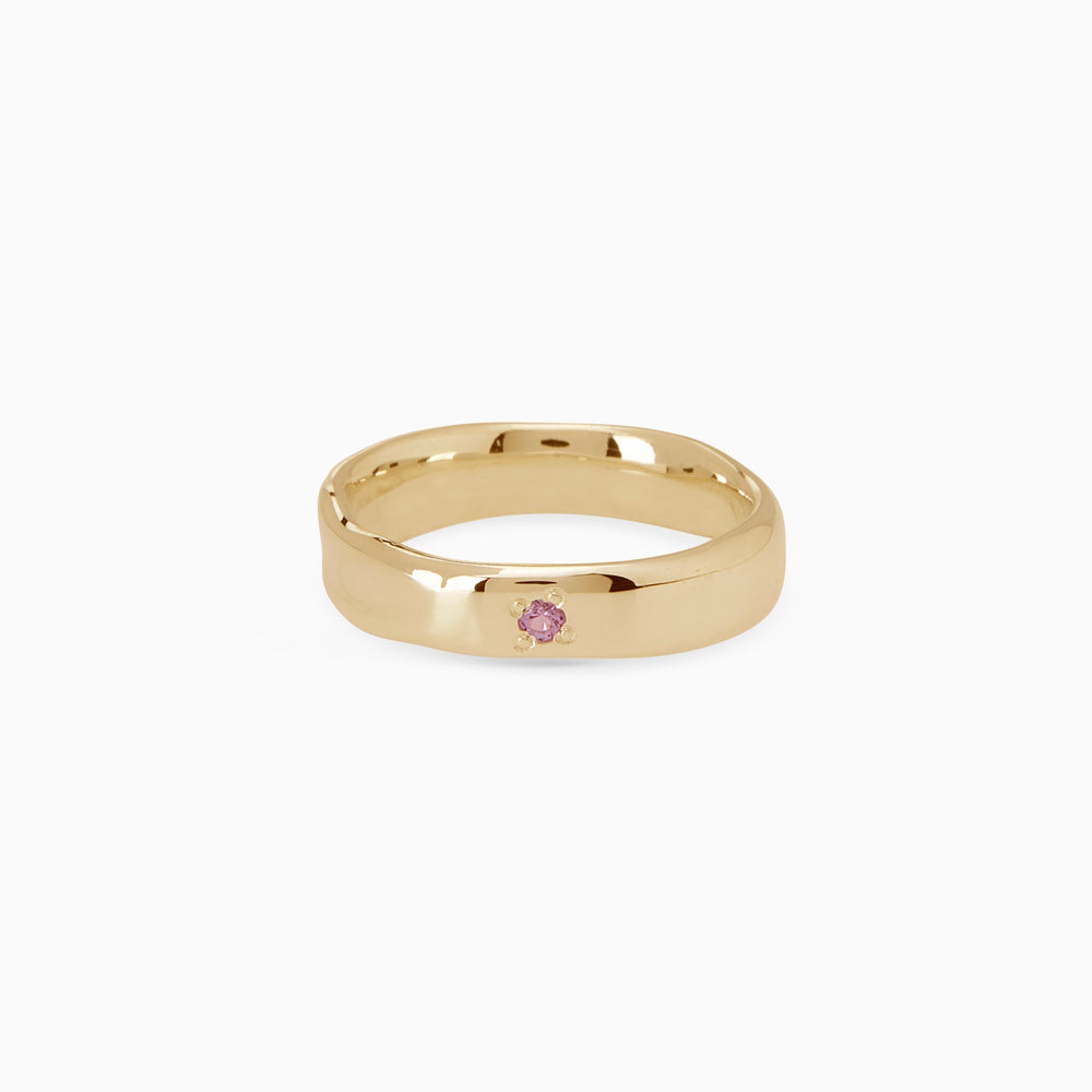 Signature Stone Band Ring | Solid Yellow Gold