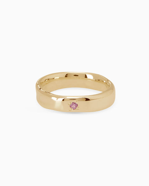 Signature Stone Band Ring | Solid Yellow Gold