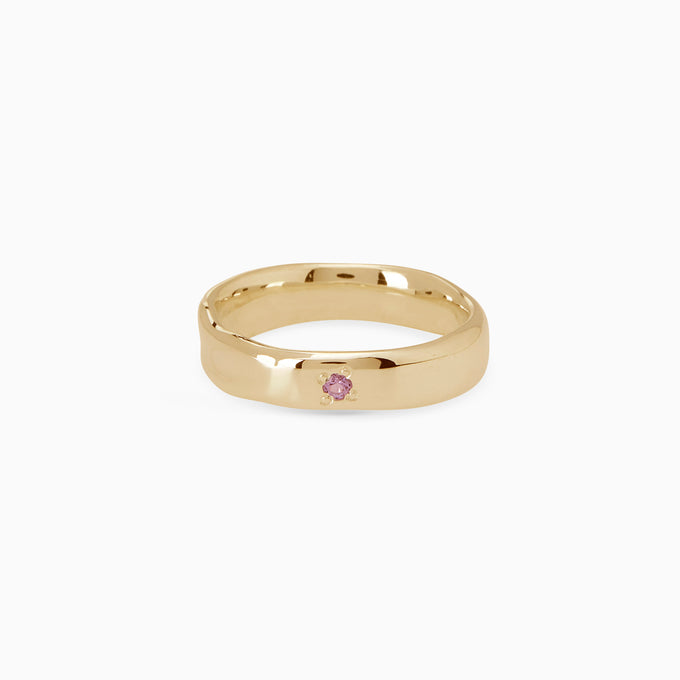 Signature Stone Band Ring | Solid Yellow Gold