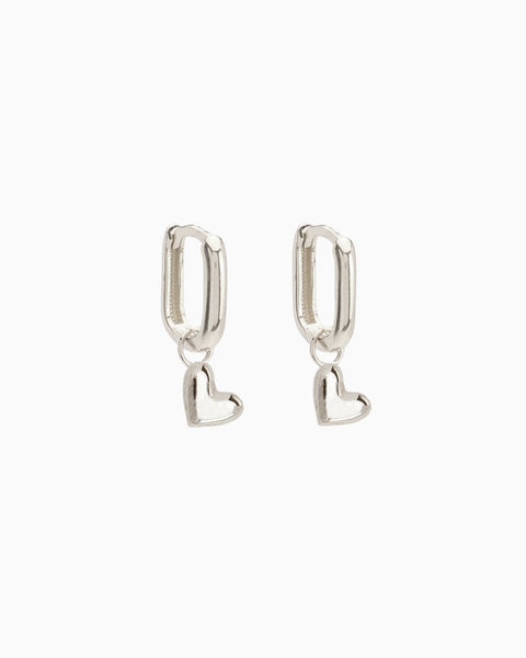 Mini Heart Earring Charm | White Gold
