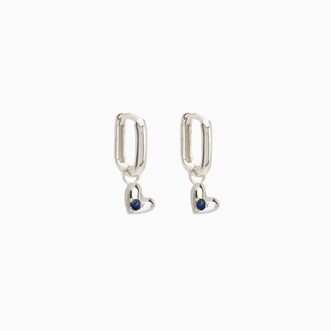 Mini Heart Stone Earring Charm | White Gold