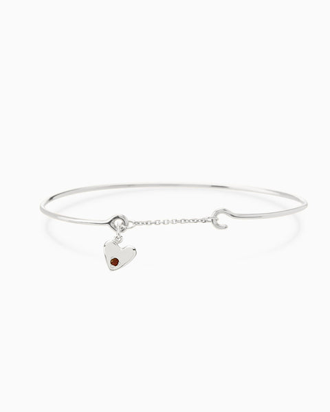 Heart Stone Pendant Weave Bracelet | Silver