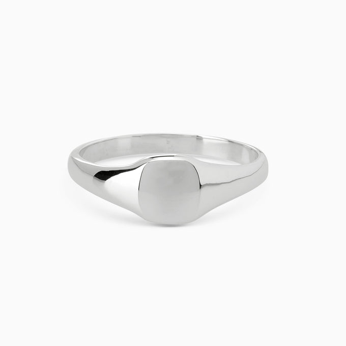 Signature Petite Square Signet Ring | White Gold