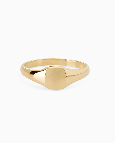 Signature Petite Square Signet Ring | Yellow Gold