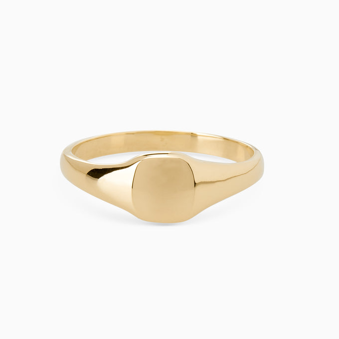 Signature Petite Square Signet Ring | Yellow Gold