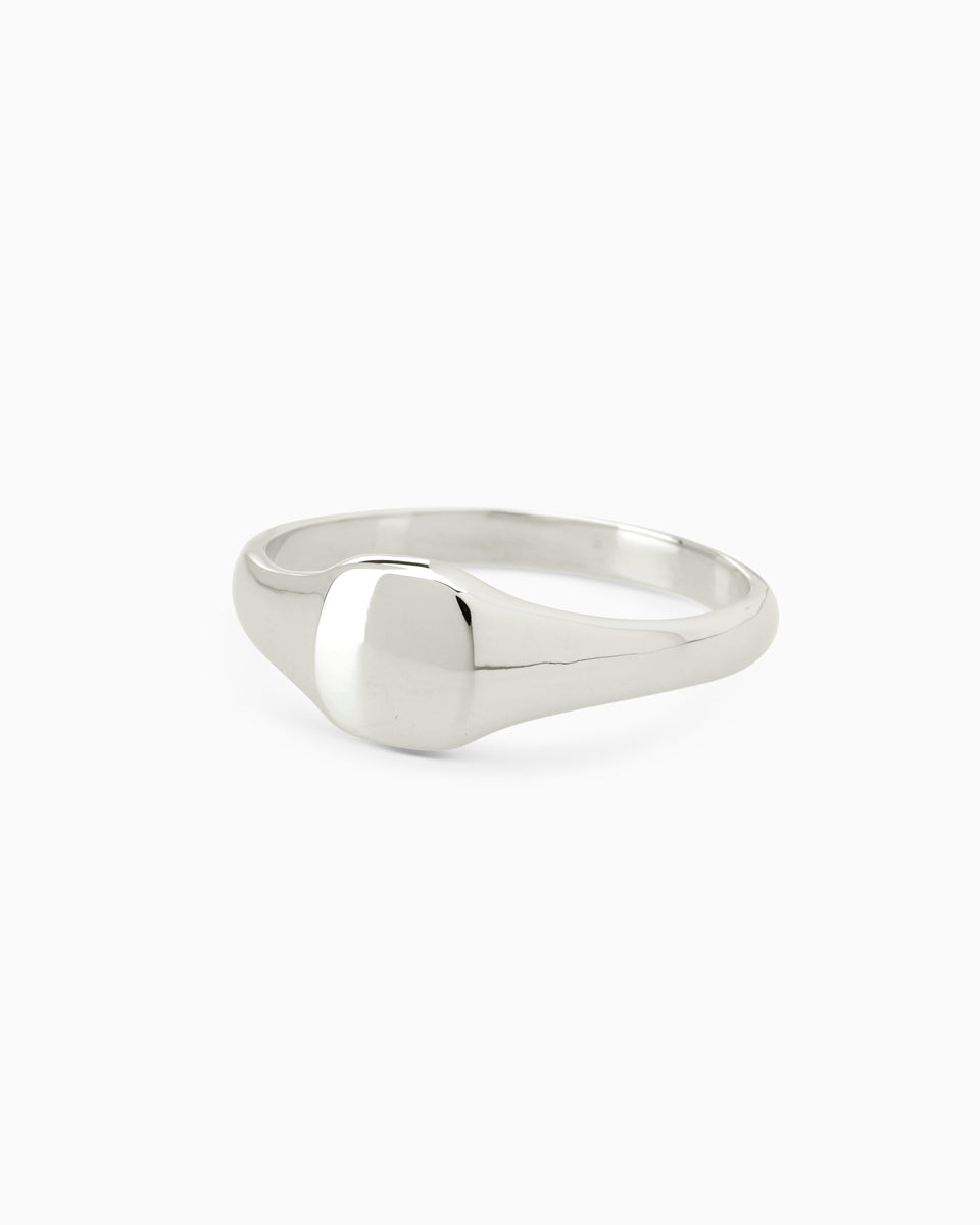 Silver Signature Signature Petite Square Signet Ring | Silver – Linden Cook Jewellery